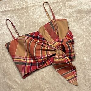 RALPH LAUREN Coleta Knotted Madras Crop Top Ralph Lauren Collection